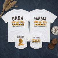 Personalized Matching Family Construction Crew Shirts, I’m Two and Diggin’ It Toddler Birthday Outfit, Custom Name and Age Cotton Tees