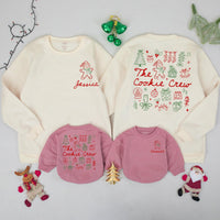Personalized Matching Family The Cookie Crew Christmas Sweatshirt, Soft Cotton Holiday Baking Shirt for Mom, Dad & Kids Winter Gift Set