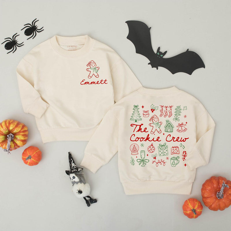 Personalized Matching Family The Cookie Crew Christmas Sweatshirt, Soft Cotton Holiday Baking Shirt for Mom, Dad & Kids Winter Gift Set