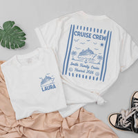 Personalized Matching Family Cruise Crew Shirts and Baby Romper, Custom Destination Tee for Summer Trips, Soft Cotton for Kids and Adults