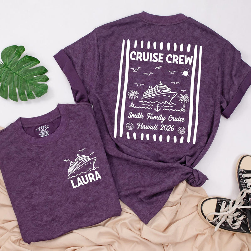 Personalized Matching Family Cruise Crew Shirts and Baby Romper, Custom Destination Tee for Summer Trips, Soft Cotton for Kids and Adults