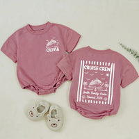 Personalized Matching Family Cruise Crew Shirts and Baby Romper, Custom Destination Tee for Summer Trips, Soft Cotton for Kids and Adults