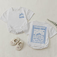 Personalized Matching Family Cruise Crew Shirts and Baby Romper, Custom Destination Tee for Summer Trips, Soft Cotton for Kids and Adults