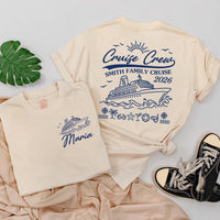 Personalized Matching Family Cruise Shirts & Baby Rompers, Nautical Smith Family Vacation 2026, Soft Cotton Tee for Kids, Mom, Dad