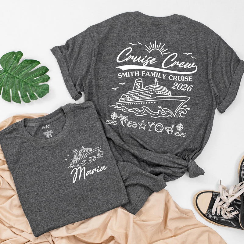Personalized Matching Family Cruise Shirts & Baby Rompers, Nautical Smith Family Vacation 2026, Soft Cotton Tee for Kids, Mom, Dad