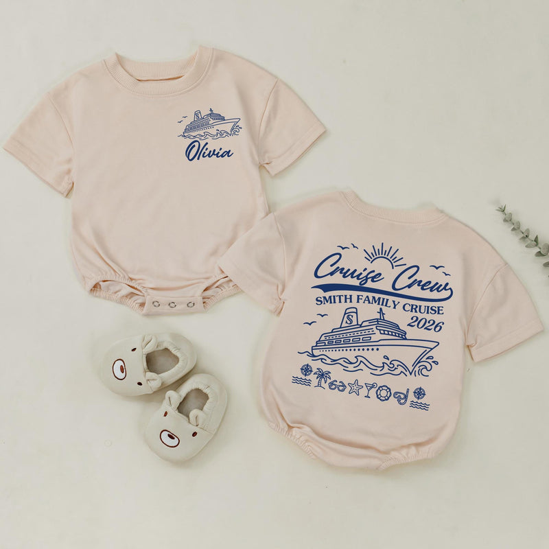 Personalized Matching Family Cruise Shirts & Baby Rompers, Nautical Smith Family Vacation 2026, Soft Cotton Tee for Kids, Mom, Dad