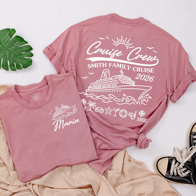 Personalized Matching Family Cruise Shirts & Baby Rompers, Nautical Smith Family Vacation 2026, Soft Cotton Tee for Kids, Mom, Dad