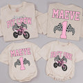 Personalized Matching Family Dirt Bike Shirts, Fast One 1st Birthday Outfit for Baby, Toddler, Mom & Dad, Pink Motocross Party Tees