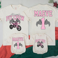 Personalized Matching Family Dirt Bike Shirts, Fast One 1st Birthday Outfit for Baby, Toddler, Mom & Dad, Pink Motocross Party Tees