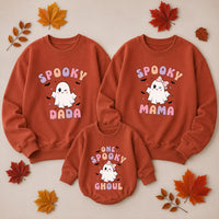 Personalized Matching Family Halloween Shirts - Spooky Mama, Dada & Baby Ghost Sweatshirts - Custom Soft Cotton Fall Outfits