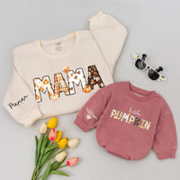 Personalized Matching Family Pumpkin Shirts - Mama, Dada, Little Pumpkin Fall Tees - Custom Names on Soft Cotton for Autumn Outings