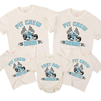 Personalized Matching Family Racing Shirts with Pit Crew Design, Fast One Romper for Baby's 1st Birthday, Soft Cotton for All Ages