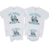 Personalized Matching Family Racing Shirts with Pit Crew Design, Fast One Romper for Baby's 1st Birthday, Soft Cotton for All Ages