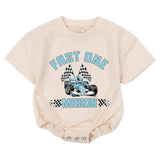 Personalized Matching Family Racing Shirts with Pit Crew Design, Fast One Romper for Baby's 1st Birthday, Soft Cotton for All Ages