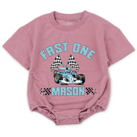 Personalized Matching Family Racing Shirts with Pit Crew Design, Fast One Romper for Baby's 1st Birthday, Soft Cotton for All Ages