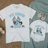 Personalized Matching Family Racing Shirts with Pit Crew Design, Fast One Romper for Baby's 1st Birthday, Soft Cotton for All Ages