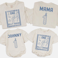 Personalized Matching Family Shirts with 'One Silly Goose' Artwork, Custom Name & Age, Soft Cotton for Baby, Toddler, Mom, Dad, First Birthday