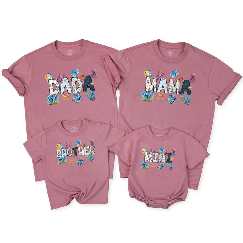 Personalized Matching Ocean Family T-Shirts with Sea Life Design Custom Names Beach Vacation Outfits for Mom Dad Kids Summer Party Gifts