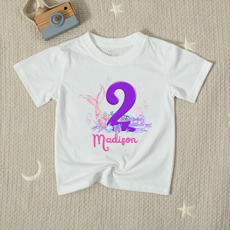 Personalized Mermaid 2nd Birthday Silk Banner with Name, Under the Sea Party Decor for Toddler Girls, Custom Birthday Celebration Sign