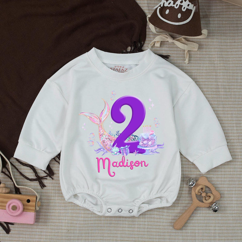Personalized Mermaid 2nd Birthday Silk Banner with Name, Under the Sea Party Decor for Toddler Girls, Custom Birthday Celebration Sign