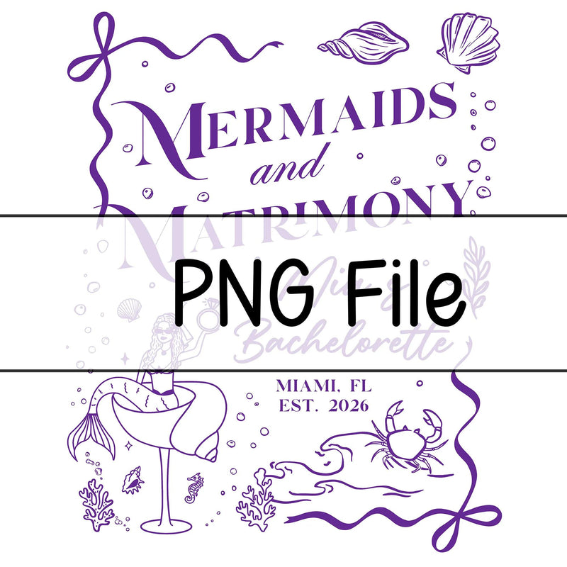 Personalized Mermaid Bachelorette Party Banner with Coastal Purple Design, Custom Name and Date Silk Backdrop for Beach Celebrations