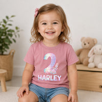 Personalized Mermaid Birthday Backdrop and Toddler T-Shirt for Second Party, Custom Pastel Silk Decoration with Iridescent Scale Design