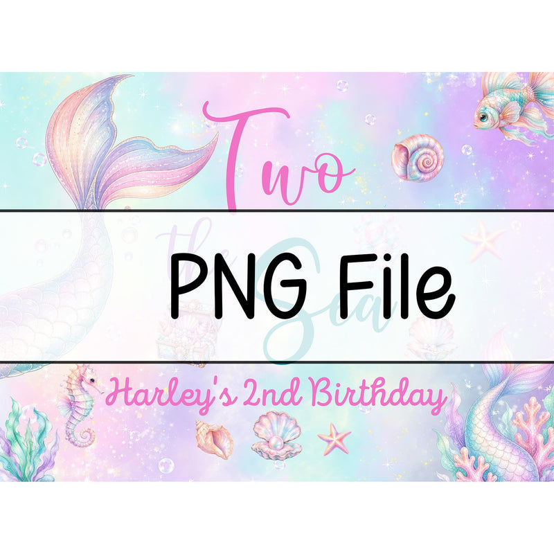 Personalized Mermaid Birthday Backdrop and Toddler T-Shirt for Second Party, Custom Pastel Silk Decoration with Iridescent Scale Design