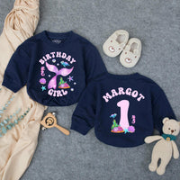 Personalized Mermaid Birthday Girl Romper with Glittery Purple Tail First Birthday Outfit Baby Toddler Ocean Theme Party Clothes