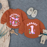 Personalized Mermaid Birthday Girl Romper with Glittery Purple Tail First Birthday Outfit Baby Toddler Ocean Theme Party Clothes