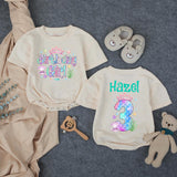 Personalized Mermaid Birthday Outfit for Girls with Custom Name and Age, Bubble Romper for Baby or Toddler Under the Sea Party Gift