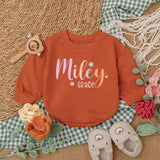 Personalized Miley Grace Baby Romper with Daisies Soft Cotton Baby Girl Outfit Pastel Pink Orange Coming Home Newborn Gift