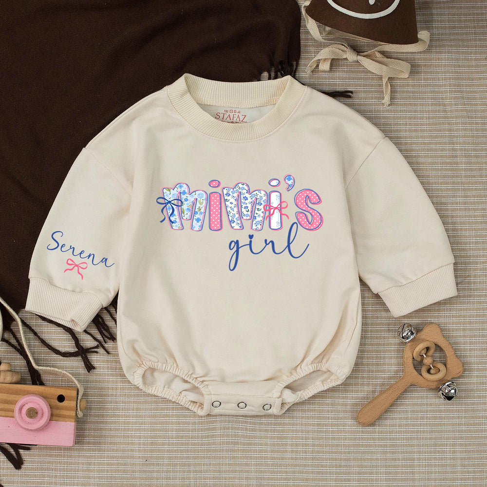 Personalized Mimi and Mimi’s Girl Sweatshirts with Floral Bows, Custom Grandma Granddaughter Matching Outfit, Cute Vintage-Style Gift