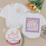 Personalized My 1st 4th of July Baby Romper America’s 250th Birthday Toddler Outfit Red and Blue Patriotic USA Shirt Custom Name Gift