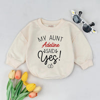 Personalized My Aunt Said Yes Baby Romper Custom Name Wedding Outfit Cute Cotton Bodysuit Infant Gift from Aunt Funny Coming Home Clothes
