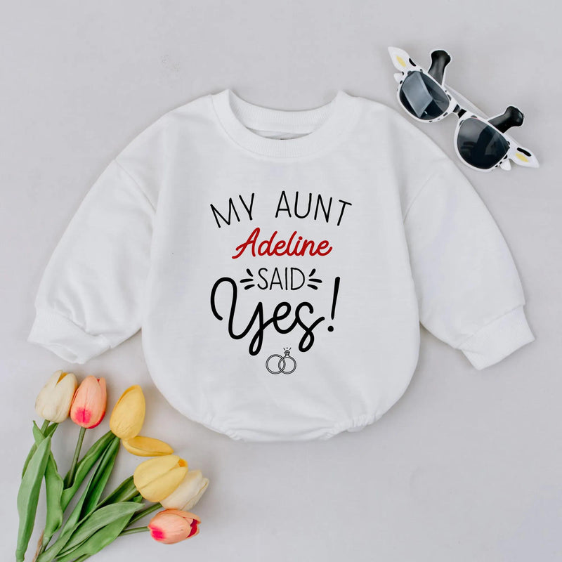 Personalized My Aunt Said Yes Baby Romper Custom Name Wedding Outfit Cute Cotton Bodysuit Infant Gift from Aunt Funny Coming Home Clothes