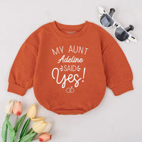 Personalized My Aunt Said Yes Baby Romper Custom Name Wedding Outfit Cute Cotton Bodysuit Infant Gift from Aunt Funny Coming Home Clothes