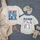 Personalized In My Baseball Brother Era Romper Baby Boy Outfit Custom Name and Number Sports-Themed Toddler Clothes for Game Day Gift