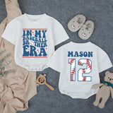 Personalized In My Baseball Brother Era Romper Baby Boy Outfit Custom Name and Number Sports-Themed Toddler Clothes for Game Day Gift
