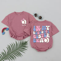 Personalized In My Baseball Sister Era Bubble Romper Baby Girl Gift Retro Pastel Gameday Outfit Soft Cotton Birthday Party
