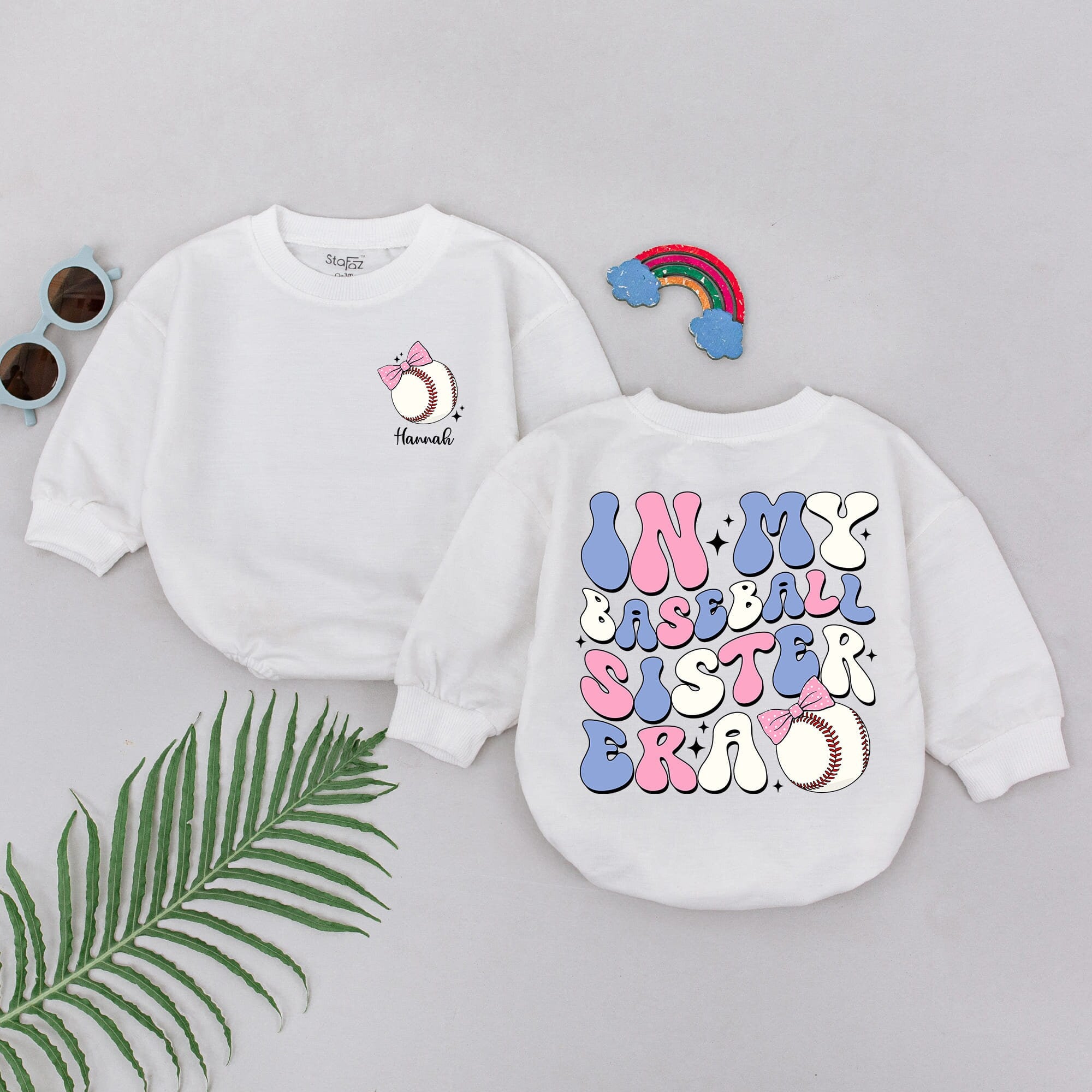 Personalized In My Baseball Sister Era Romper for Girls Cute Bow Design Pastel Colors Baby Gift Comfortable Cotton Game Day Outfit