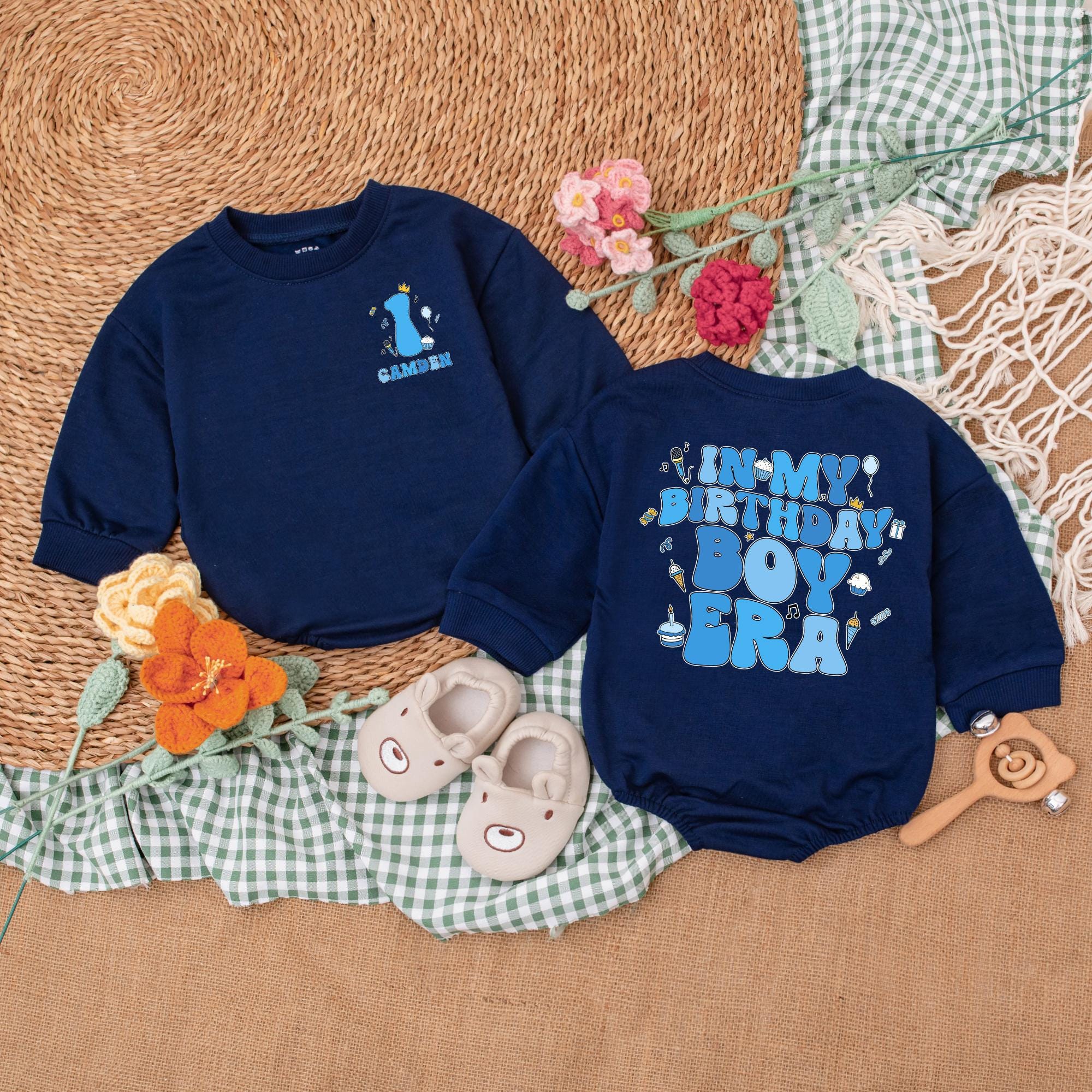 Personalized In My Birthday Boy Era Romper Fun Blue Letters Baby First Birthday Outfit Gift Party Celebration Clothes