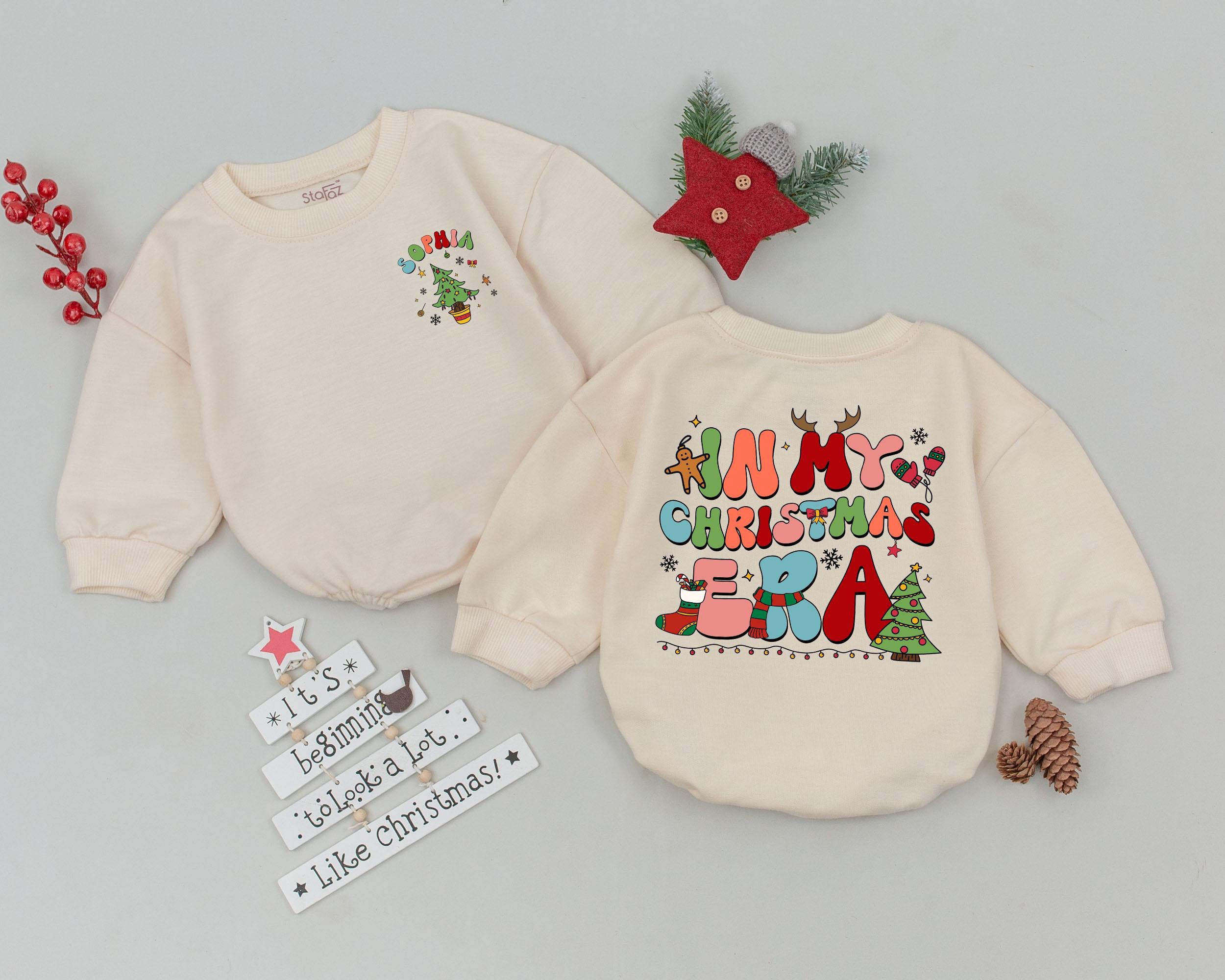 Personalized In My Christmas Era Baby Romper Festive Holiday Outfit for Newborns Custom Name Bodysuit First Christmas Gift Fun Design
