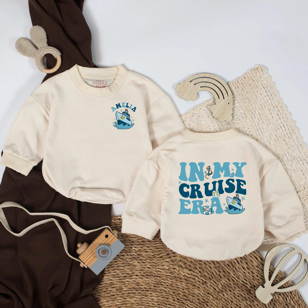 Personalized In My Cruise Era Baby Romper with Name Retro Ship Design Comfortable Cotton Vacation Outfit Gift for Baby or Toddler