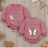 Personalized My Fairy First Birthday Romper for Baby Girls with Sage Green Design, Custom Name Outfit for Princess Cake Smash Party