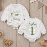 Personalized My Fairy First Birthday Romper for Baby Girls with Sage Green Design, Custom Name Outfit for Princess Cake Smash Party