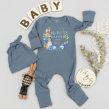 Personalized My First Easter Baby Bodysuit with Hat 2026 Rabbit Design in Blue, Custom Name Infant Gift for Boys or Girls Holiday Outfit