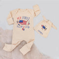 Personalized My First Fourth of July Baby Bodysuit with USA Map Design, Patriotic Infant Outfit, 1st Holiday Keepsake, Baby Shower Gift