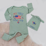 Personalized My First Fourth of July Baby Bodysuit with USA Map Design, Patriotic Infant Outfit, 1st Holiday Keepsake, Baby Shower Gift