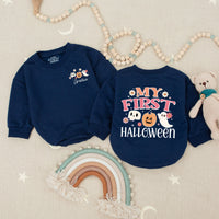Personalized My First Halloween Baby Romper with Pumpkin Ghost Design Infant Fall Outfit Soft Cotton Toddler Costume Festive Celebration