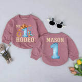 Personalized My First Rodeo Baby Romper with Cowboy Hat and Boot 1st Birthday Outfit Western Style Bodysuit for Boys Custom Name Gift